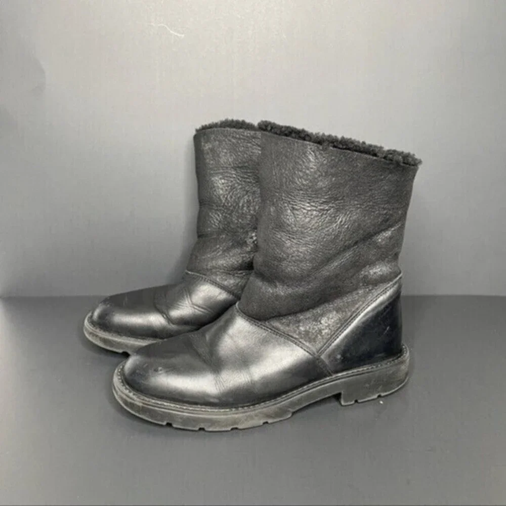 La Canadienne Boots Womens 5.5 Black suede and leather shearling lining Snow